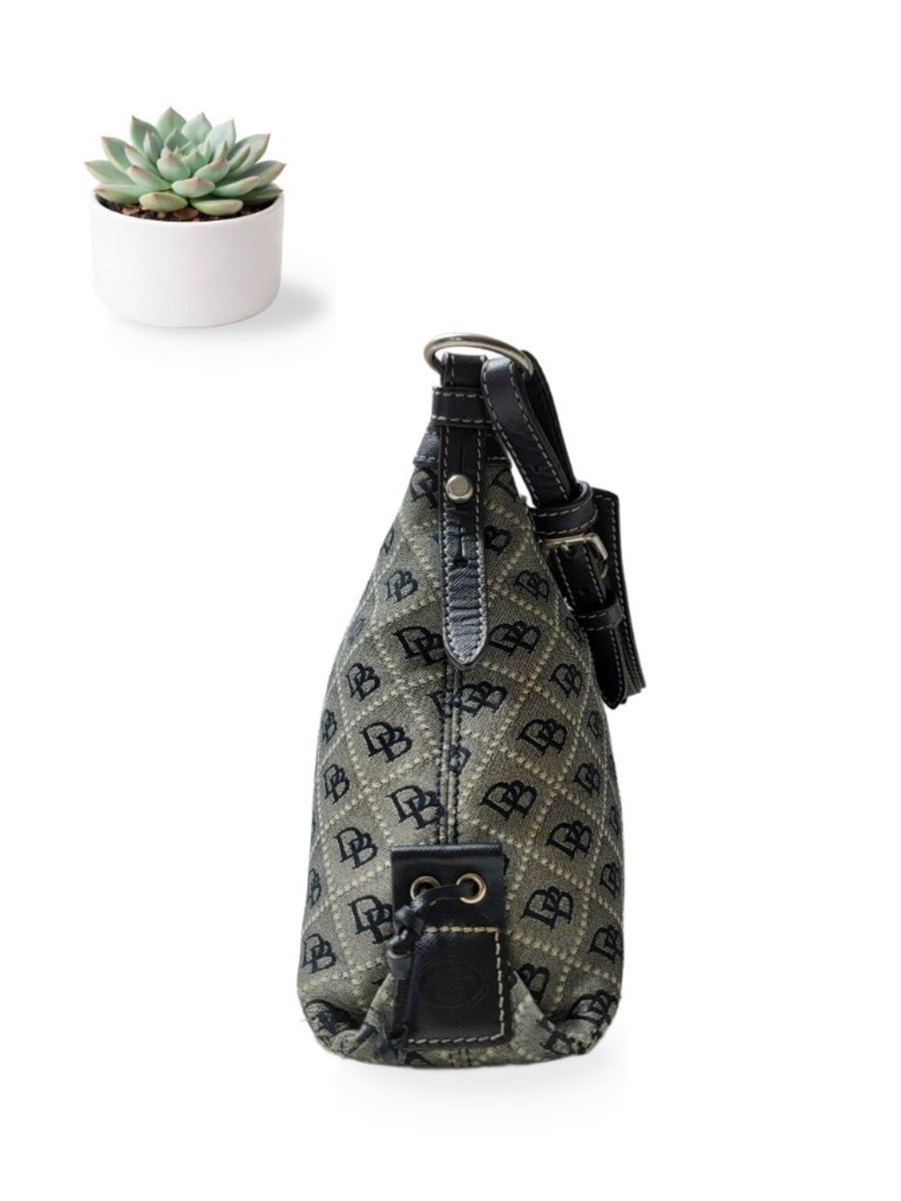 Dooney & Bourke Signature DB Monogram Jacquard Hobo Shoulder Bag Black Gray - Picture 6 of 13